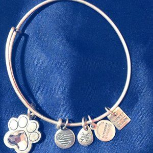 Alex and Ani Silver Paw Print Bangle Bracelet